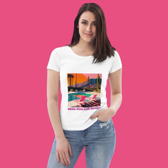 EzPanda™ Neon Poolside Reverie: Women's Eco-Friendly Graphic Tee - Picture 1 of 6